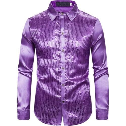 Men Long Sleeve Wedding Dress Shirt For Men Soft Comfortable Shine Business Shirt Men England Style Sequin Formal Shirt Men Tops