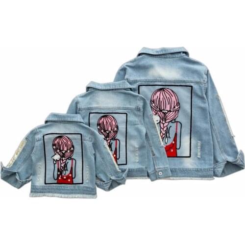 Family Denim Jacket Fashion Mother Daughter Matching Clothes Outfits 2020 New Mommy and Me Outwear Coat for Woman Girls Clothing