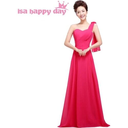 Bridesmade chiffon dress brides maid one shoulder sweetheart neckline bridesmaid long hot pink dresses lady bride 2020 H1181