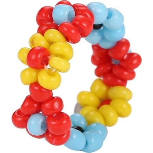 Blue Red Orange Purple White Black Brown Green Multicolor Beads Simple Light Handmade Rings For Women