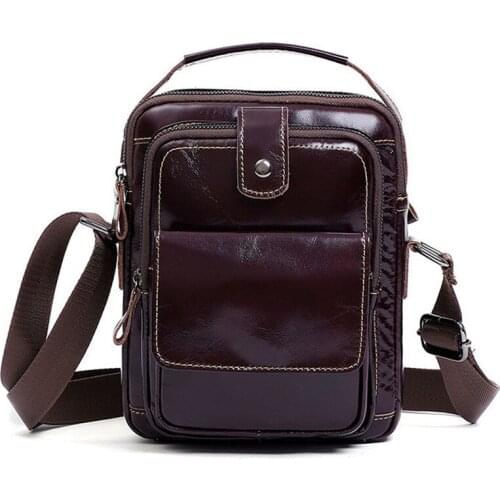Man’s Genuine Leather Bag Top Layer Cowhide Leather Messenger Bag Shoulder Bag Man’s Multifunctional Bag F759