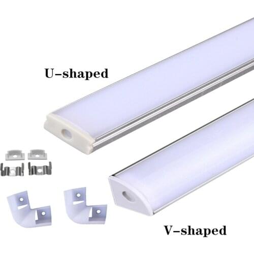 LED aluminum channel 0.5m, for 3528 5630 5050 LED strip U/V shape LED aluminum channel milk white cover/transparent cover