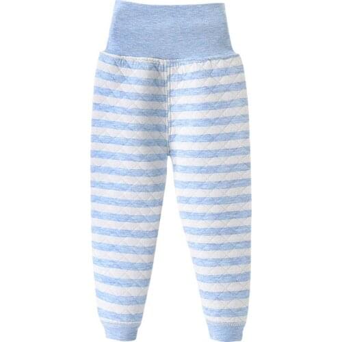 Three layers of warm high waist pants for children with cotton 2021 newborn pant 1-3Y Striped autumn style girls Elastic Waist