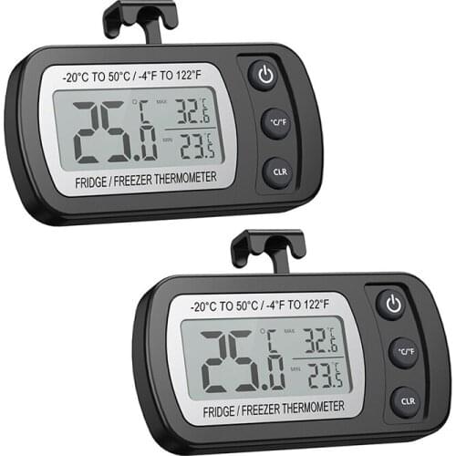Waterproof Digital Refrigerator Thermometer Max/Min Record Function With Hook Household Merchandise Thermometers
