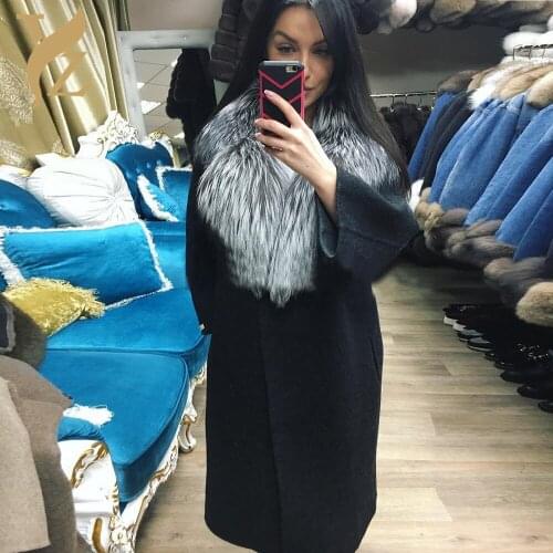 2021 New Women Woolen coat Fashion Jacket Casual Woollen Fur Collar Parka Cardigan Cloak Coat Thick Warm Sleeve Loose Outwear