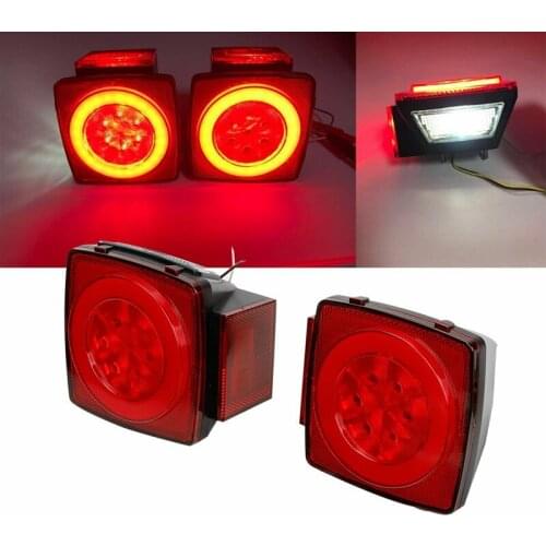 1 Pair Red LED Submersible Stop Brake Trailer Tail License Lights for Camper Truck RV Boat Snowmobile Under 80 Inch