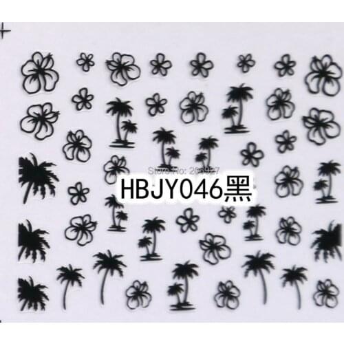 2PCS HBJY046-Black Nail Art Cute Palm Tree Sticker Nail Art Sticker