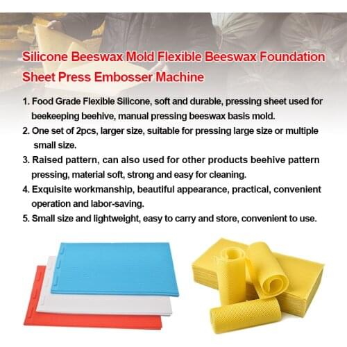 2PCS Beeswax Press Sheet Mould Foundation Bee Hive Basis Rubber Beeswax Press Sheet Mould Tools Beekeeping Equipment Beehive
