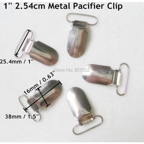 20pcs/lot 1'' 25mm metal hook baby dummy pacifier holder clips suspender clip soother clips for 2.5cm ribbon