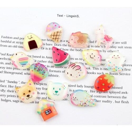 20Pcs Cartoon Unicorn Cloud Strawberry Flatback Resin Cabochon Scrapbooking Fit Hair Bows Center Embellishments DIY Accessories