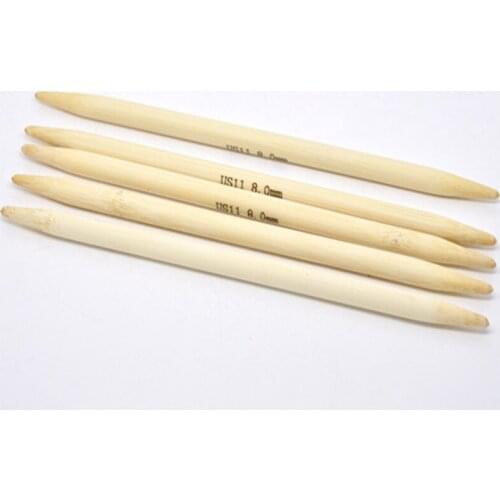 20cm Long Bamboo Hand Sewing Double Ponited Knitting Needle Crochet Hook Weave Craft Sewing Tools ( US Size 11/8.0mm ) 5PCs/Set