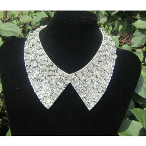 2015 necklace punk false collar sequins necklace pearl choker pendant necklace bib statement jewelry silver detachable bead