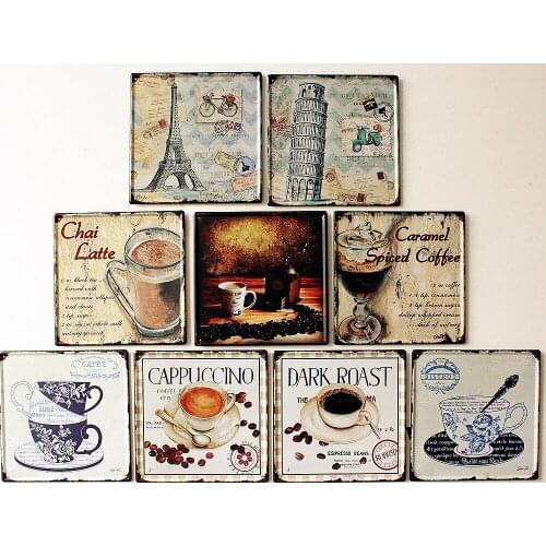 50pcs/lot Tin Sign Wall Decor Metal Poster Pub Plaque Bar Vintage Tavern Retro Home 30x30cm Coffee