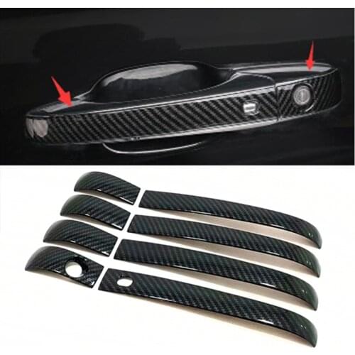 8PCS Carbon Fiber Side Door Handl Cover Trim For Jeep Grand Cherokee 2014 2015 2016 2017 20182019 2020