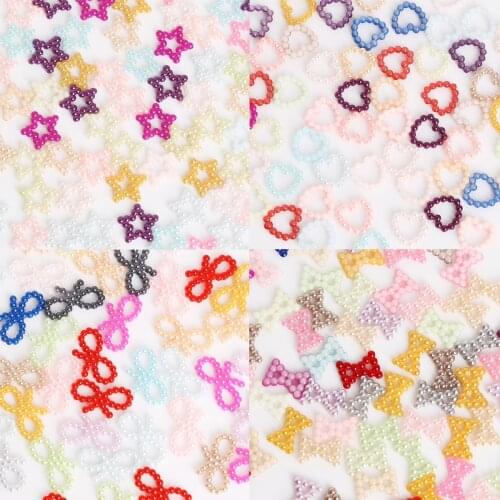 100pcs 4 sizes Plastic ABS Imitation Pearl Star Bow Heart Beads for DIY Jewelry Craft Scrapbook Clothing Home Decoration
