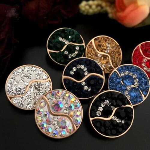 20mm 5pcs/lot Black High-grade Crystal Buttons Cashmere Mink Coat Fur Clothing Buckle Diamond Decoration Clasp Buckle Diy