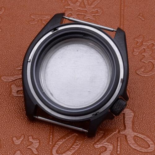 41mm Black Case Seiko SKX007 Watch Case fit 7s26 NH35 NH36 4R35 4R36 movement crown at 3.8 Mod Case Mens watch Waterproof Case