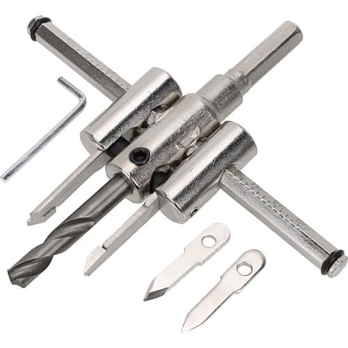 DIYWORK Wood Circle Hole Saw Adjustable 40-120mm Circle Cutter Cutter Tool Kit Drill Bit Woodworking Drill