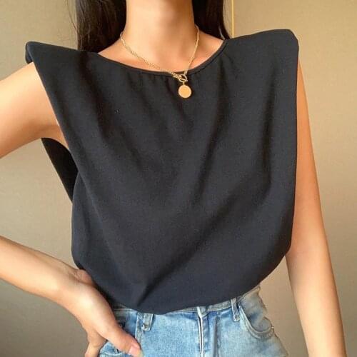 Shoulder Pads Chain Halter T-shirt Women Europe&America Spring and Summer Casual Comfortable Elegant and Fashionable Loose Top