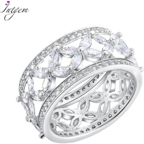 Sterling Silver 925 Ring Flower-shaped Marquise White Zircon Rings Luxury Rings Wedding Party Fine Jewelry for Women Wholesale