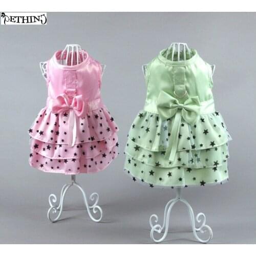 ETHIN Dog Party Wedding Apparel Star Pattern Summer Dog Dress Puppy Princess Dresses with bow tie Pet Skirt Clothing Supplies