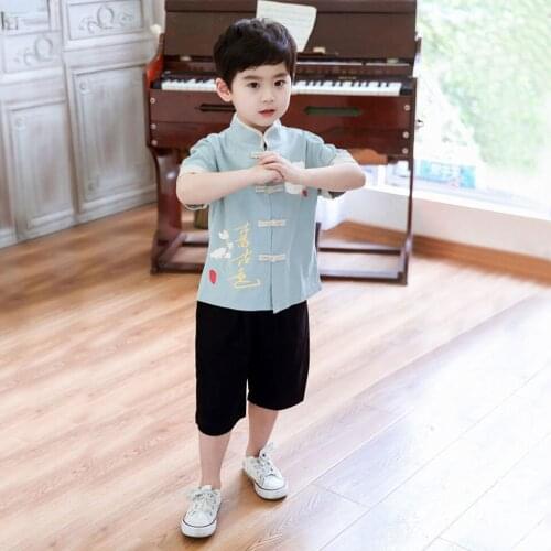 Summer T-shirt+Short Pant 2Pieces Set For Baby Boy Clothes Suit Novelty China Vintage Style Casual Cotton Boy Clothes Outfits