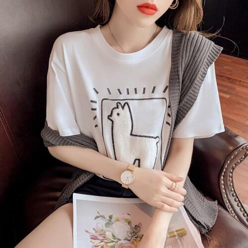 Summer O Neck Couples short Sleeve t shirt Women Tops Casual Loose Korean Style Clothes Female t shirt white t shirt top