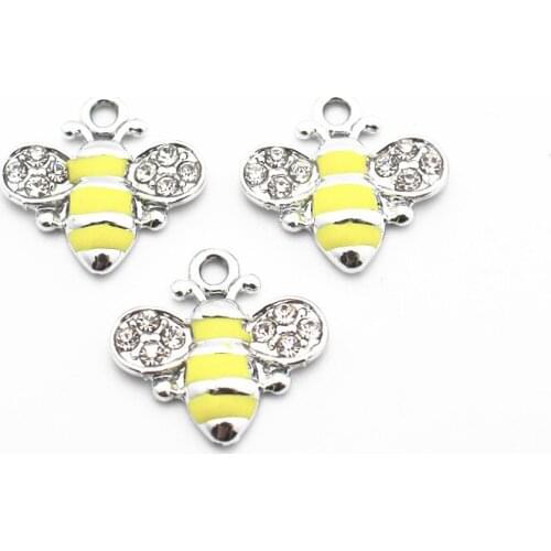 Hot selling 20pcs/lot Alloy bee Dangle Charms Lobster Clasp Hanging Charm For Pendant Bangle Floating Charms Jewelry