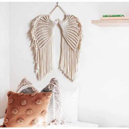 Macrame Boho Tapestry Angels Wing Wall Decor Crafts Woven Bohemian Tapestry For Apartment Bedroom Living Room Home Decoration