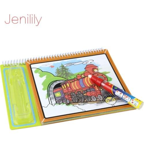 Reusable Coloring Pages for Children Magic Water Drawing Book with Pen Vehicle Painting Writing Drawing Board Educational Toys