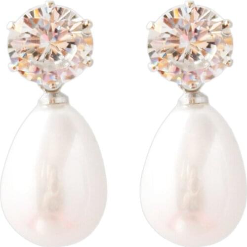 Fashion Elegant Rhinestone Zircon Pearl Long Earrings For Women Charm Water Drop Earrings Wedding Party Gift Jewelry Accessories