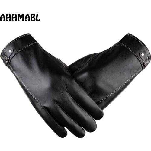 Fashion Mens Classic Black Winter Leather Gloves Sport Driving Touch Screen Gloves Male Military Tactical Warm Mitterns G518