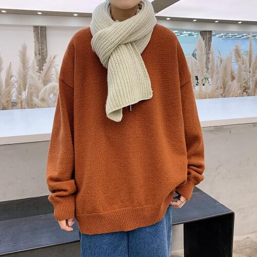 2020 Mens Loose Casual Round Neck Coats Solid Color Pullover Long Sleeve Cashmere Knitting 7-color Homme Wool Sweaters M-5XL