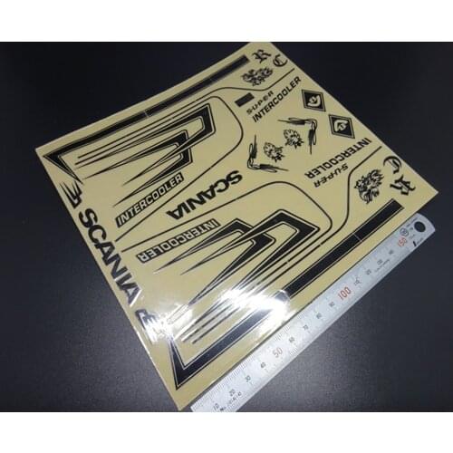 Tamiya scania truck shell black sticker decals set for 1:14th scale remote control model actros R620 56323 R470 tractor trailer