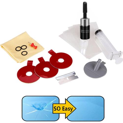 Windshield Cracked Glass Repair Kit Car Glass Windscreen Restore Repair Tool Auto Car Window Glass Crack Repair with UV Light D5