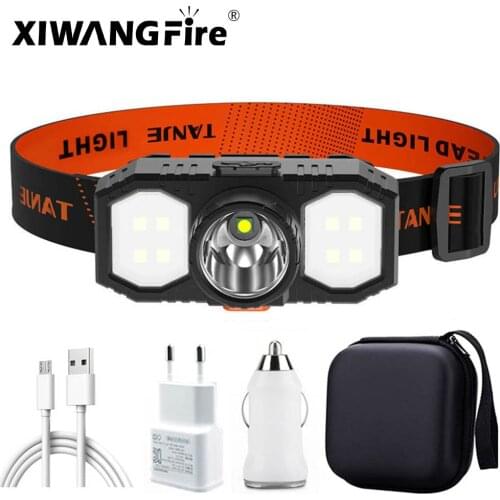 New Style Q5+COB LED Headlamp with Built-in 18650 Battery Micro USB Rechargeable Mini Flashlight Lantern Camping Headlight