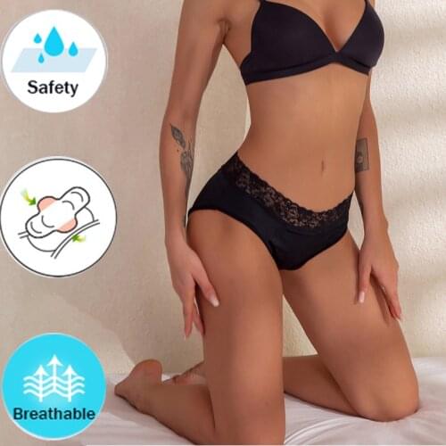 Leak Proof Menstrual Period Panties Women Underwear Four Layers Physiological Pants Sexy Lace Waterproof Women Period Underwear