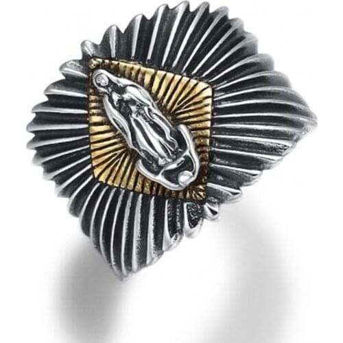 New 100% real S925 pure Silver Vintage Street Ring for Man Thai Silver Virgin Mary Ring for Woman 925 Silver Man Rings