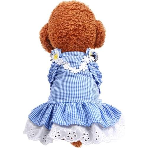 2020 NEW Puppy Summer Dresses for Dogs Clothes Mini Blue Grid Sun Skirt Dress Princess Dog Coat Clothes Pet Apparel Supplies