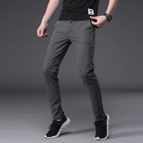 New 2021 mens spring and summer casual pants Korean casual pants straight slim stretch sports mens trousers
