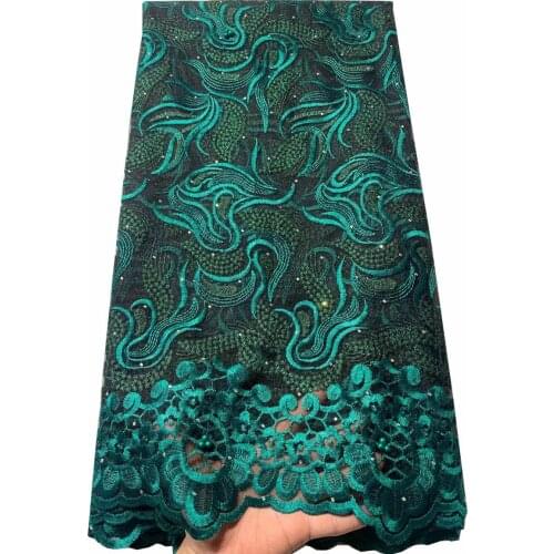 Wholesale 2021 Latest African French Net Lace Fabric With Stones 5Y.High Quality African Tulle Lace Fabric For Wedding VLL8530