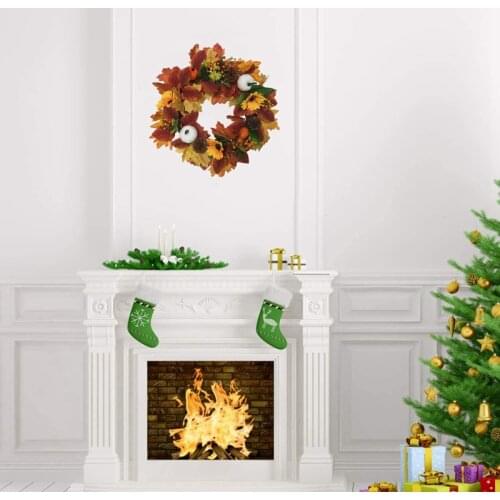 HGHO Fall Wreath Maple Leaf Pumpkin Wreath for Front Door Outside perfect for Autumn Halloween 16.5Inch