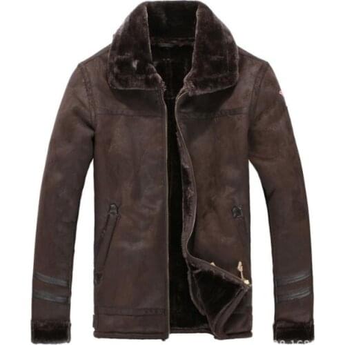 Autumn faux leather jacket mens winter thicken warm fur leather coat men jackets Loose Plus velvet jaqueta de couro fashion B95