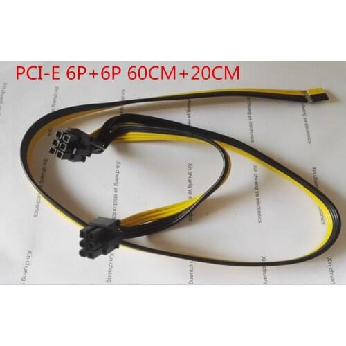 PCI-E PCIE PCI Express Dual Double 6Pin + 6P male Graphics Video Card DIY Power extended Cable miner mining wire 18AWG 20cm+60cm