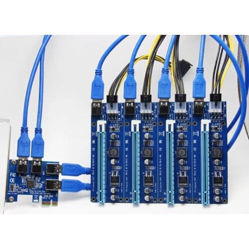 PCI-E to PCI-E Riser Card 1 to 4 PCI-EX1 Turn PCI-EX16 Graphics Card Interface 1 to 4 Multiplier Card For BTC ZEC ETH LTC Miner
