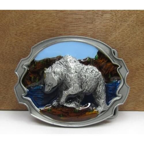 BuckleClub zinc alloy western sea bear cowboy jeans gift belt buckle FP-02792 pewter finish 4cm width loop drop shipping