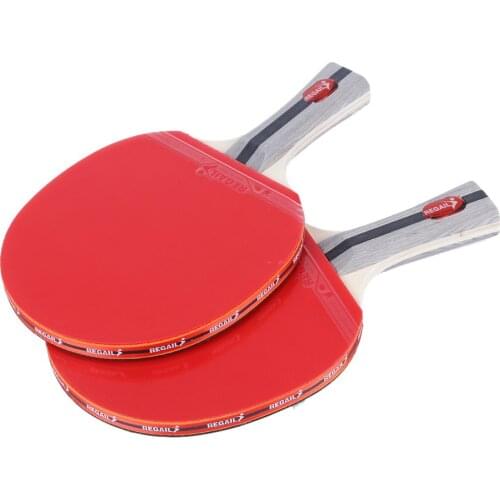REGAIL 8020 Shake-hand Grip table Tennis Racket Ping Pong Paddle Pimples In rubber Ping Pong Racket Racket Pouch 1pair