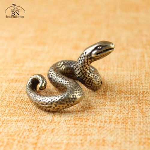 Retro Brass Snake Figurines Home Decor Pure Copper Animal Statue Crafts Office Desk Tea Pet Decoration Small Ornament Collection