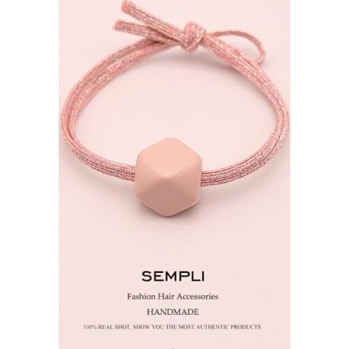 Sempli High Quality Nylon Gold Wire Elastic Hair Bands For Womens Girls Glitter Geometric Acrylic Rubber Bands accesorios mujer