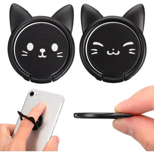 Cartoon Cat Finger Ring Phone Holder 360 Degree Rotating Stand for Mobile Cell Phone Tablet Round Phone Ring Holder Mount Stand